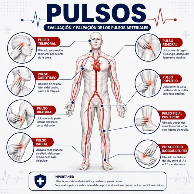 Locais de palpação de pulsos periféricos